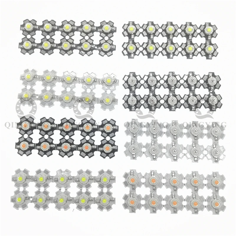 diodos de led de alta potencia com star pcb warm white cold 3000k 4500k 6500k 10000k 30000k vermelho verde azul 20 mm 1w 3w 25 pecas 100 pecas 01
