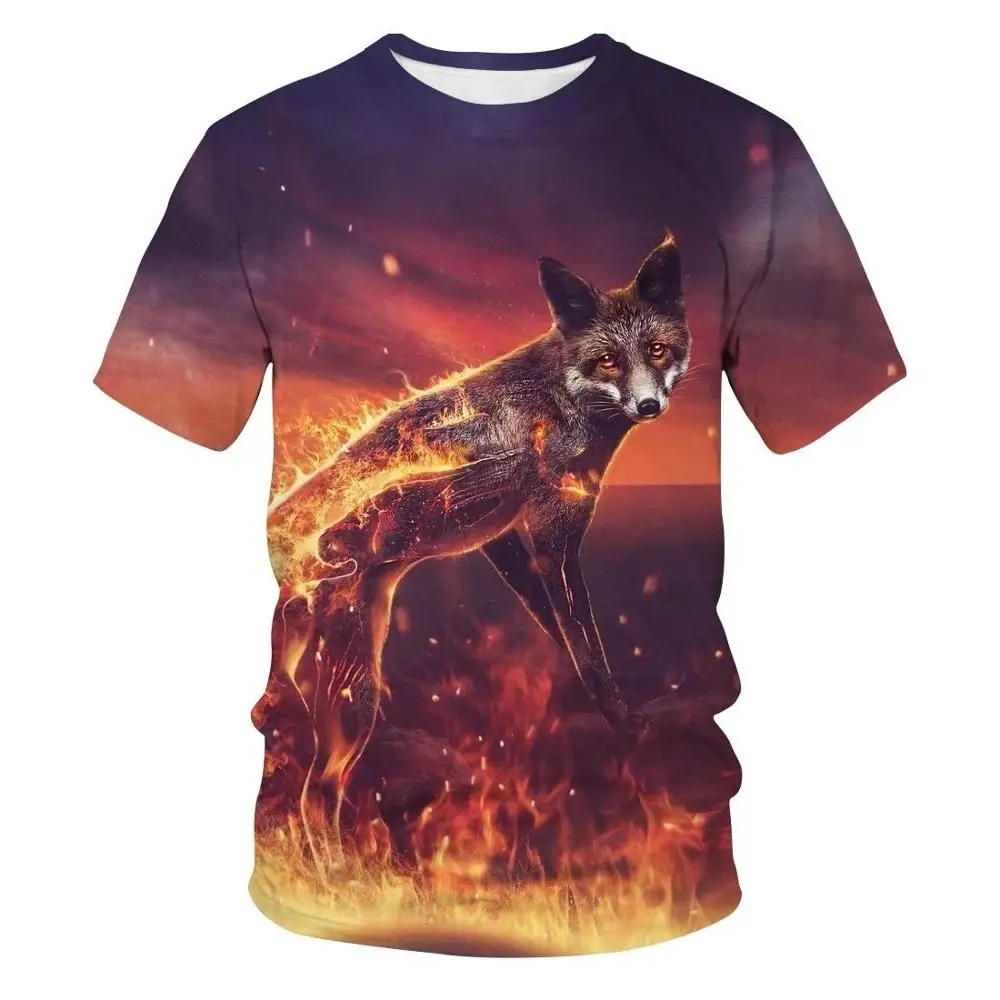 3D Print T shirts Men Women Summer Harajuku Clothing Hip Hop Fashion  Boys and  Girls Tees Tops Cute Animal Graphic Fox T-Shirt