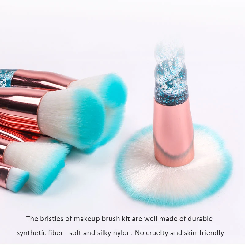 Dighealth 10pcs Unicorn Spiral Brushes Set Pink Blue Facial Foundation Contour Eye Shadow Eyeliner Lip Cosmetic Makeup Brushes