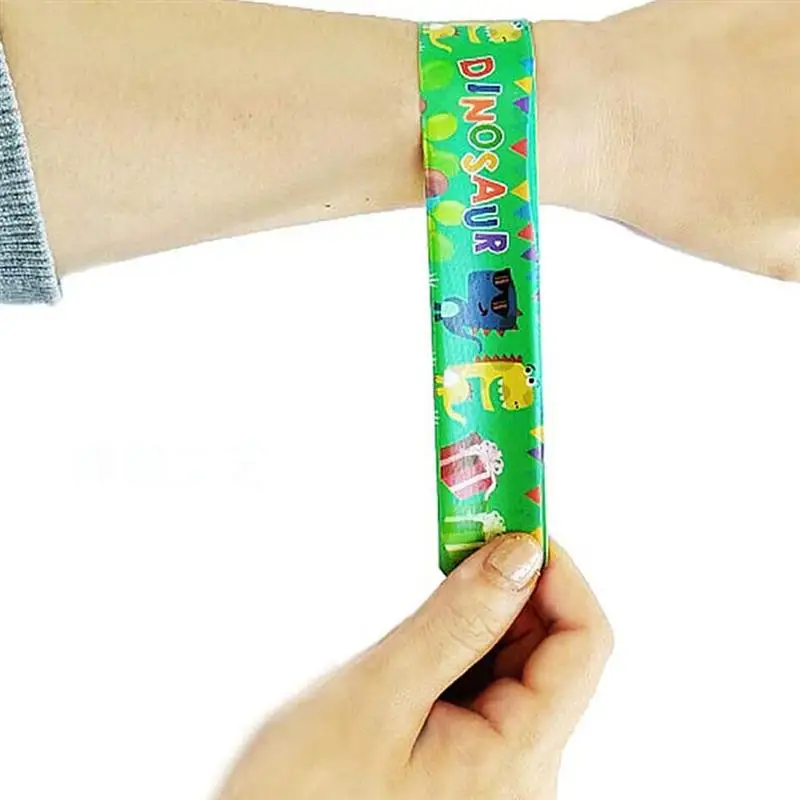 50pcs Cartoon Dinosaurs Animals Slap Bracelets Dinosaurs Theme Slap Bands Dinosaur Wristband Bracelet Kids Birthday Party Gifts