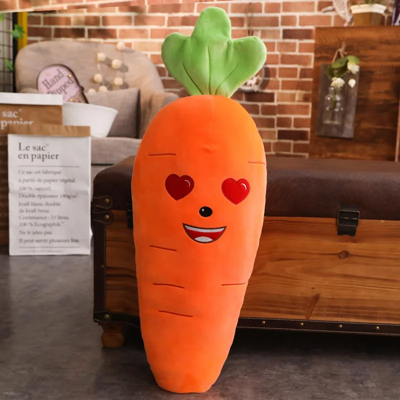 45-110cm Cartoon Smile Carrot Plush Toys Cute Simulation Stuffed Plant Vegetable Soft Doll Kawaii Sleep Pillow Gift for Children