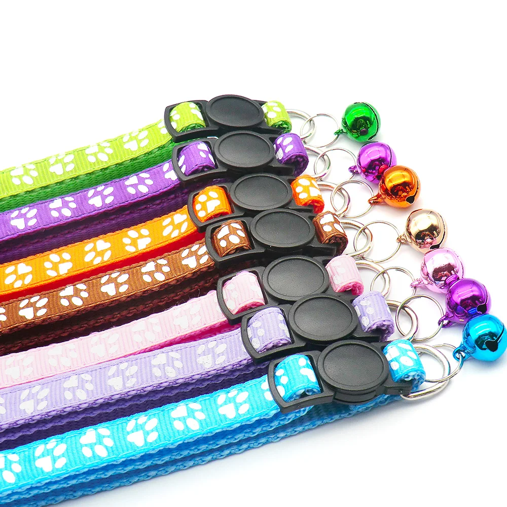 24Pcs Safety Buckle Collar Pet Dog Collar Cute Kitten With Bell Collar Adjustable Ribbon Bell Necklace For Cats Puppy Neck Strap