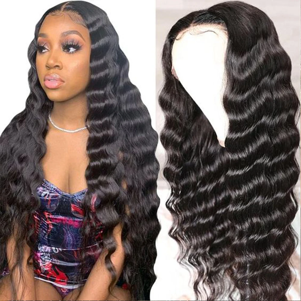 Loose Deep Wave Frontal Closure Wig HD Transparent Lace Front Human Hair Wigs For Black Women Curly Lace Front Human Hair Wig