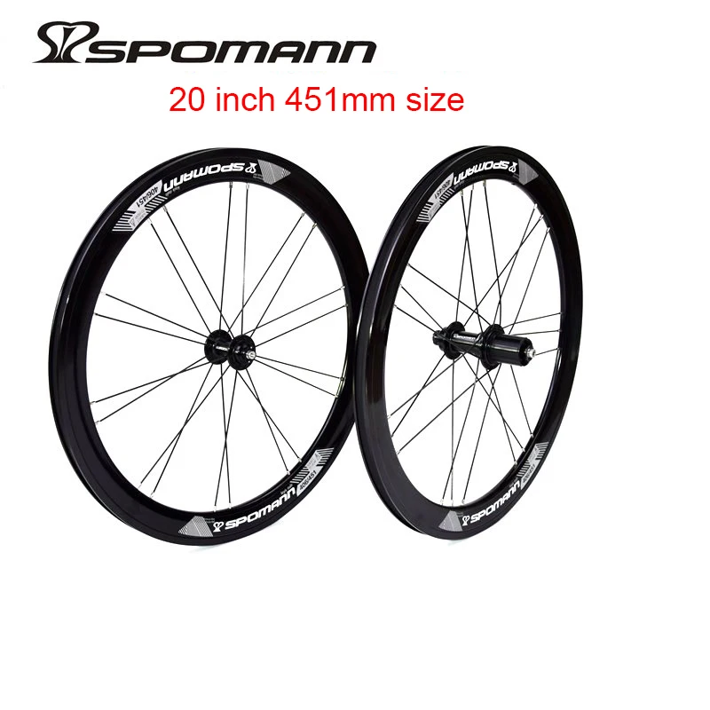 New SPOMANN 20 inch 451mm Folding small wheels bike alloy V brake BMX bicycle wheelset 40mm clincher rim 20er 74/130mm new