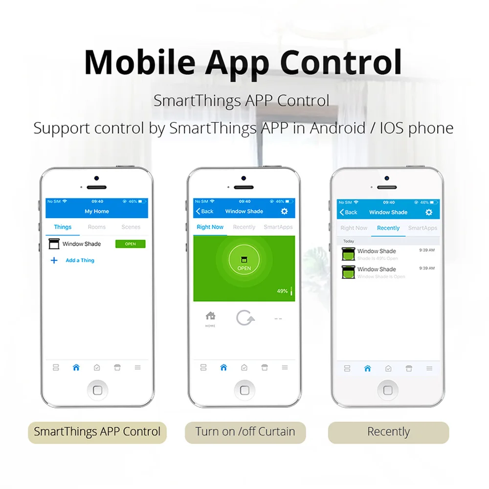 Zemismart Smartthings Control Z-wave Motorized Slide Shade Motor With Curtain Track And Wall Switch Customized App Control