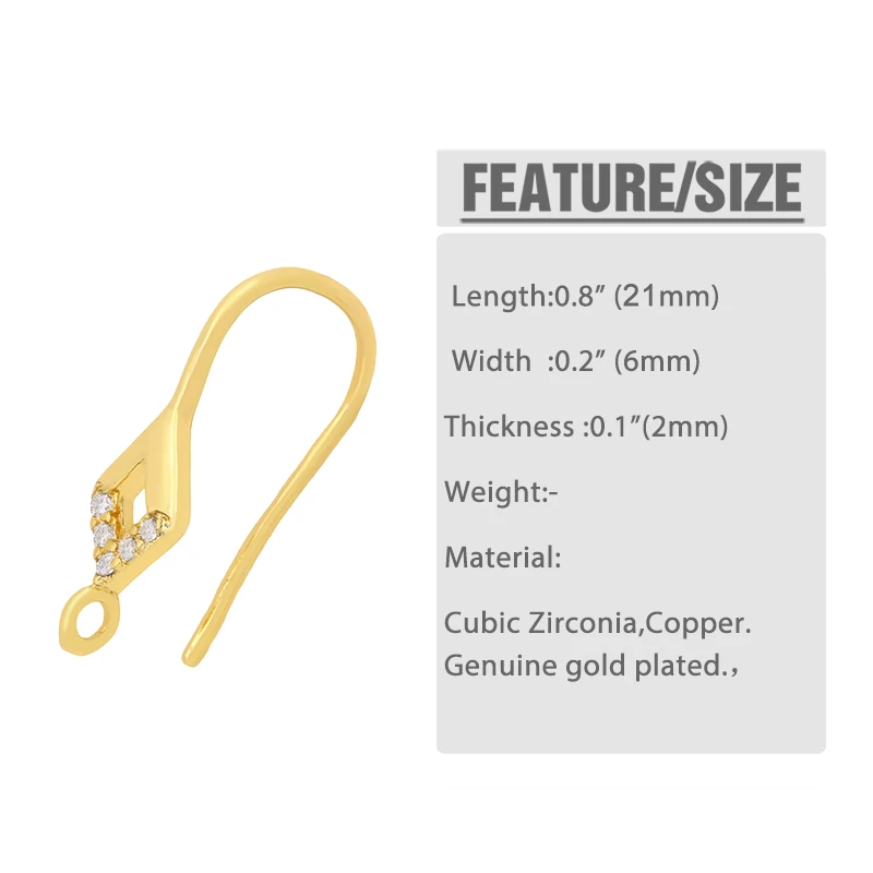 OCESRIO Brass Cubic Zirconia Diy Earrings Making Accessories Components for Jewelry Making erha077