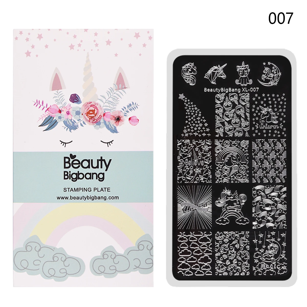 BeautyBigBang 6*12CM Nail Stamping Plates Rectangle Nail Art Stamp Cute Dog Unicorn Image Template Stamping For Nails BBB XL-007