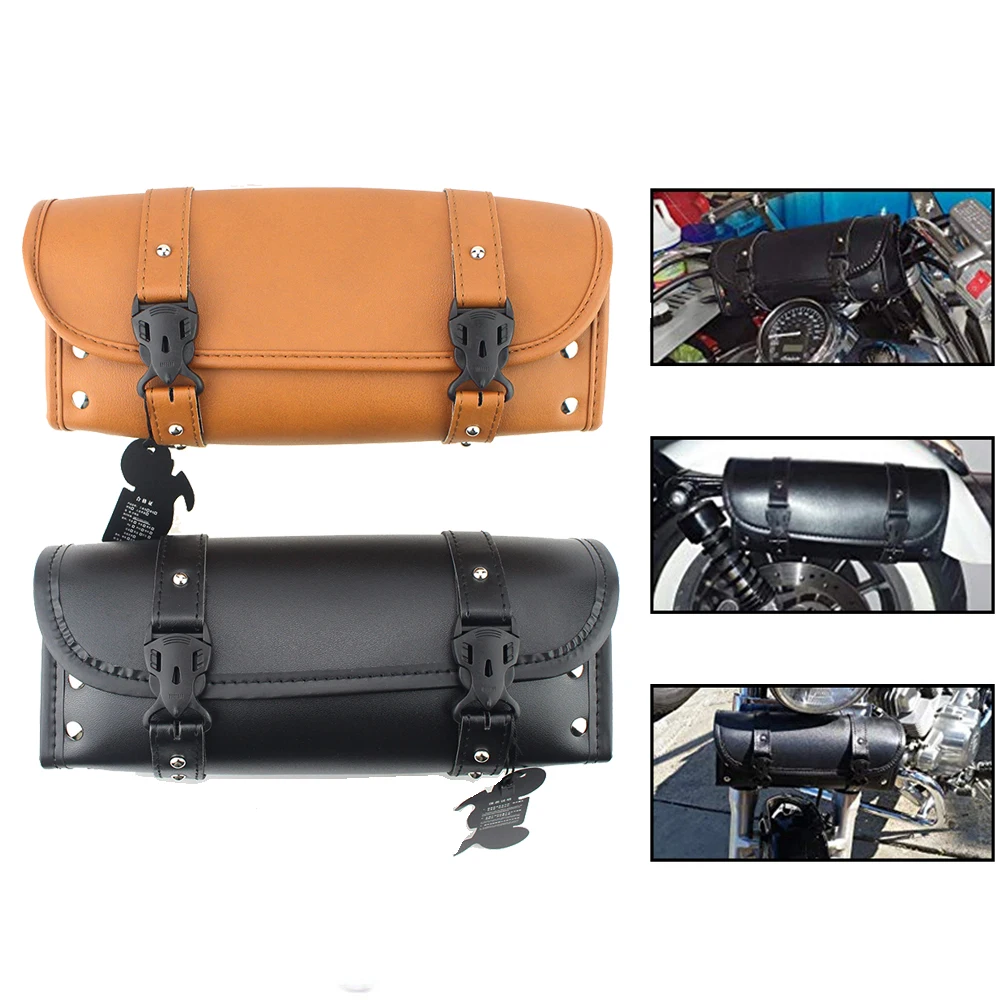 

Motor Saddle Bag Leather Luggage Bag Storage Tool Pouch Universal For Harley Sportster XL883L Fat Bob Chopper Dyna Shadow VT700