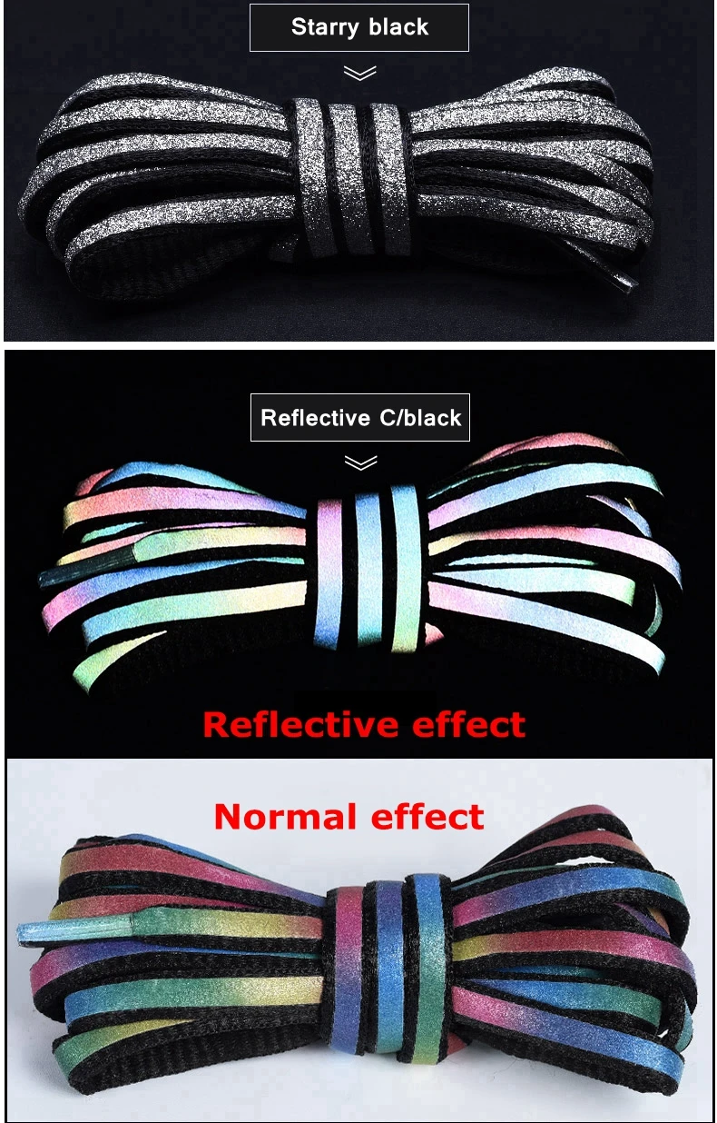 Reflektierende Schnürsenkel Laser-Pailletten-Schnürsenkel Geflochtenes Armband Sneaker-Laufschuh-Schnürsenkel für Erwachsene und Kinder – Detail 11