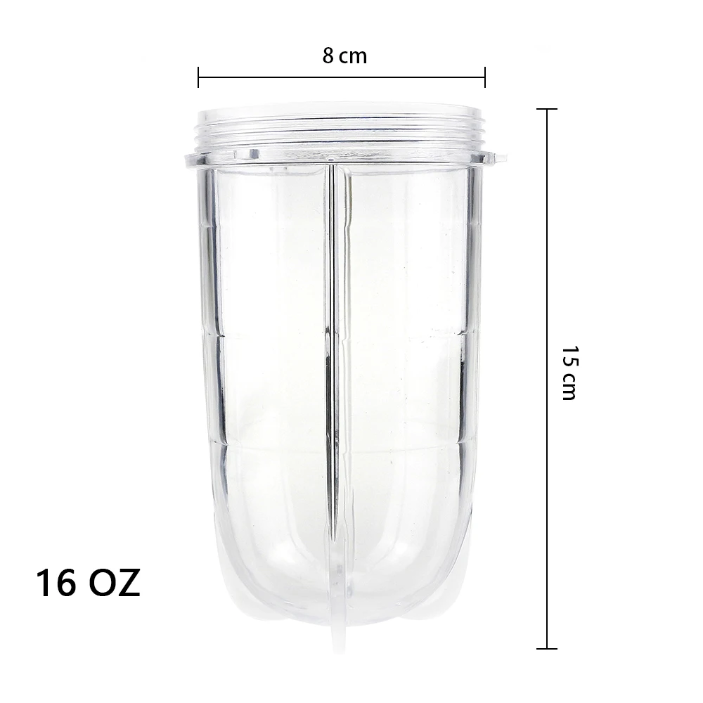 Magic Bullet Replacement 16 Ounce Tall Jar Cups and Cross Blades Compatible with 250W Magic Bullet MB1001 Series Juicer Mixer