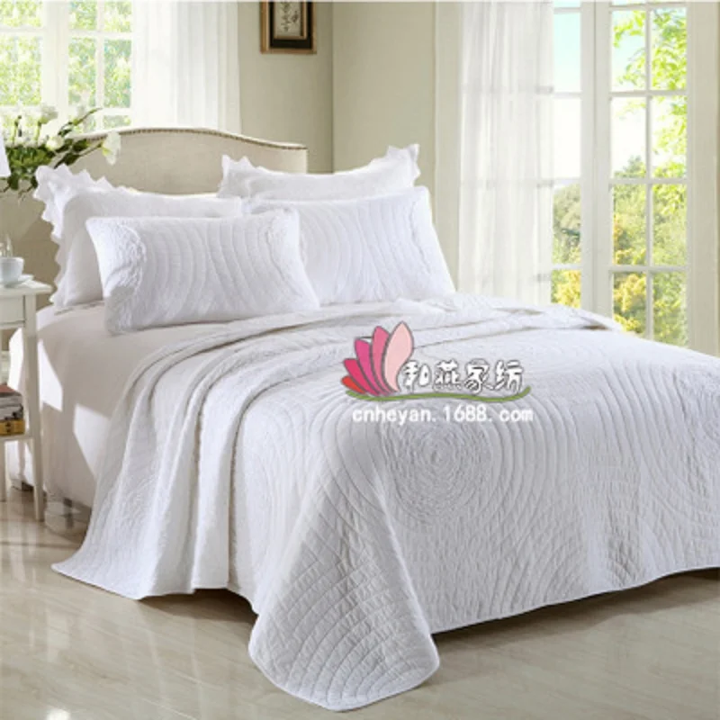 100% cotton material 1* bedspread 2 *pillowcases simple style Quilt Set Queen Quilted Bedspreads Comfortable luxury blanket