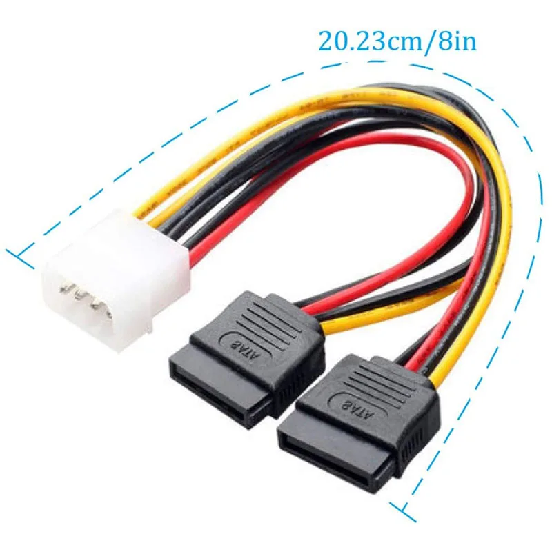 5 قطعة 4 دبوس موليكس إلى 2 × 15 دبوس SATA Power Y-محول كابلات لـ IDE 8 بوصة