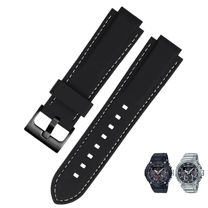 Silicone Rubber Watchband for Oris Aquis Watch Band Convex Strap Stainless Steel pin Buckle Wrist Bracelet Black 24mm x 11mm