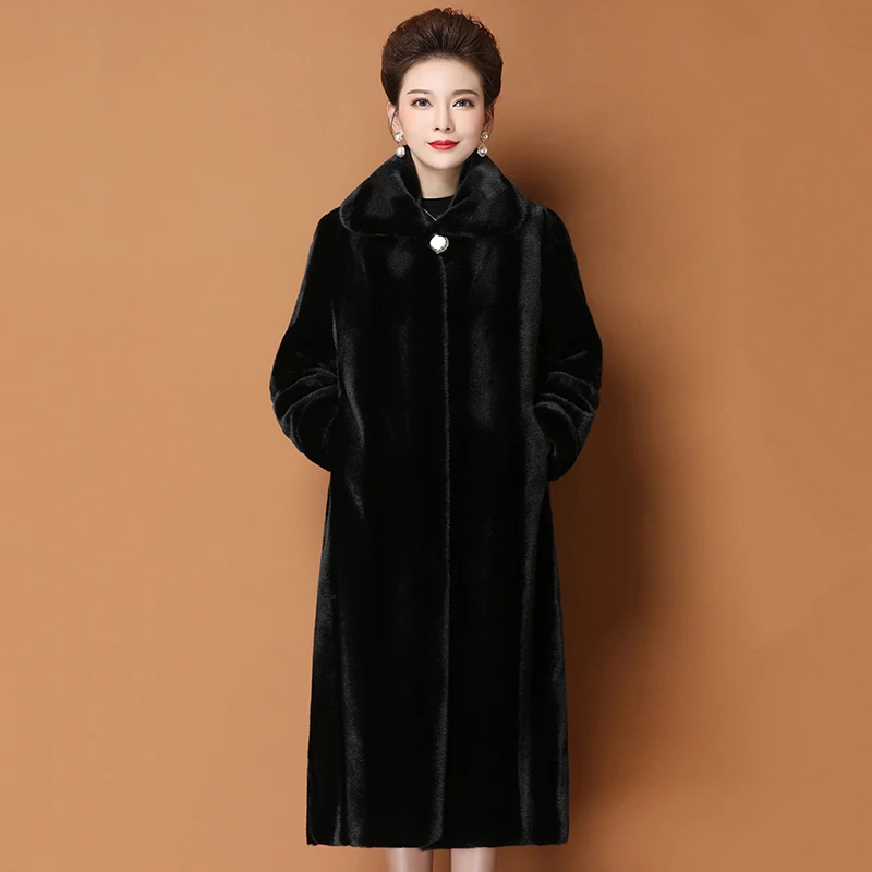 Winter new mink coat women Fashion thicken loose mink velvet jacket ladies long size 5XL whole mink fur parka overcoat female