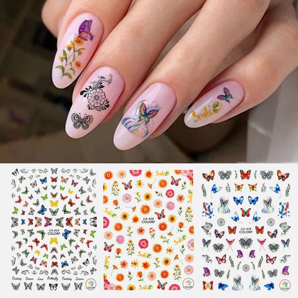 

Newest CA-054-055 Beautiful butterf sereis 3d nail art sticker nail decal stamping export japan designs rhinestones decorations