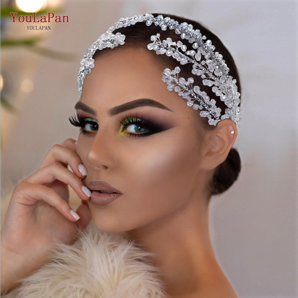 

YouLaPan Shiny Crystal Wedding Headband for Bride Rhinestone Headwear Bridal Hair Jewelry Hair Accessories Women Tiara HP382