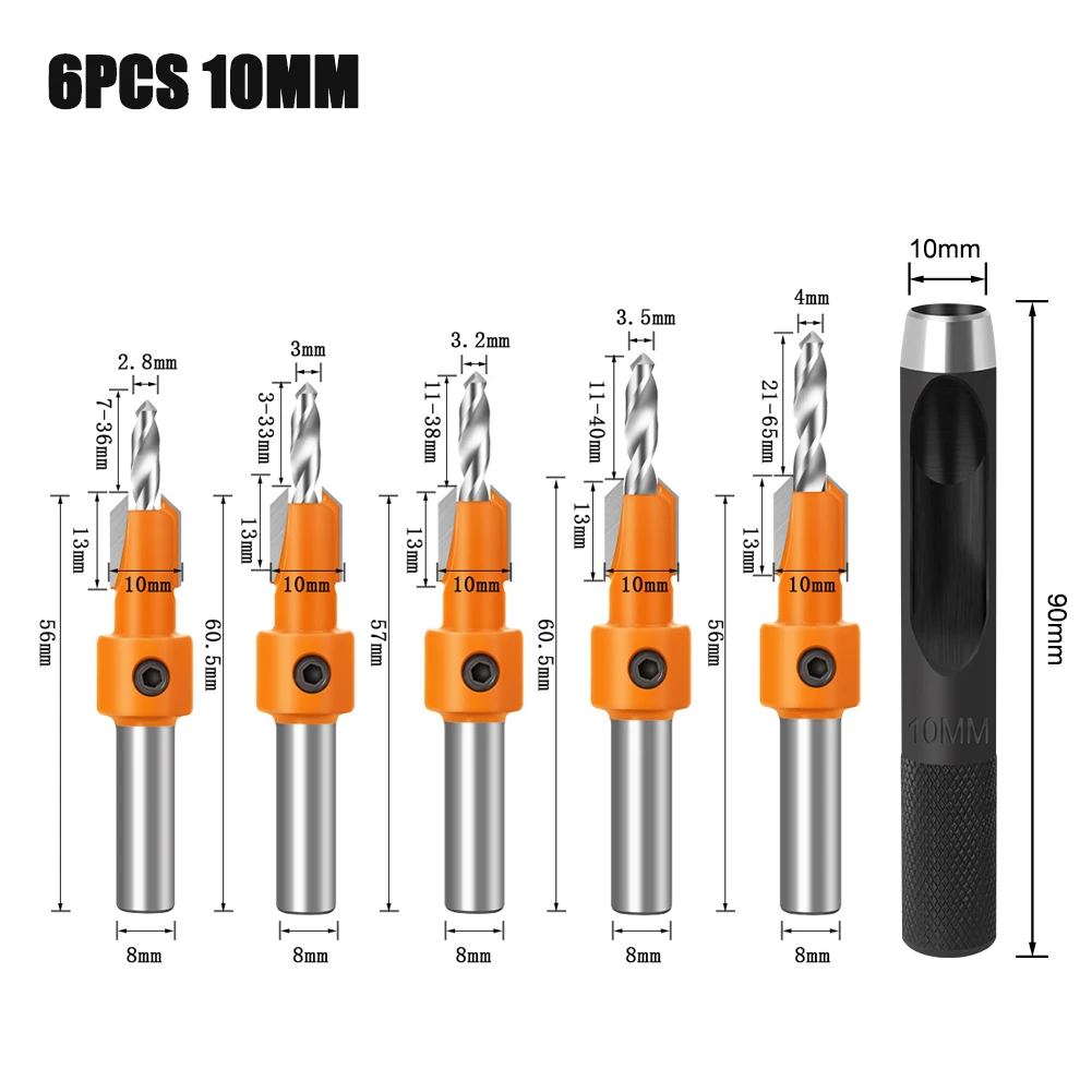 Imagem -06 - Shank Hss Carpintaria Bancada Roteador Bit Broca Conjunto Extrator de Parafuso Demolição Remon para Moagem de Madeira mm 10 mm