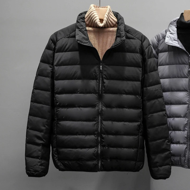 Abrigo de plumón de pato blanco sin costuras para hombre, Parkas mullidas con cuello levantado, ropa de abrigo gruesa y cálida para invierno, novedad de 2024