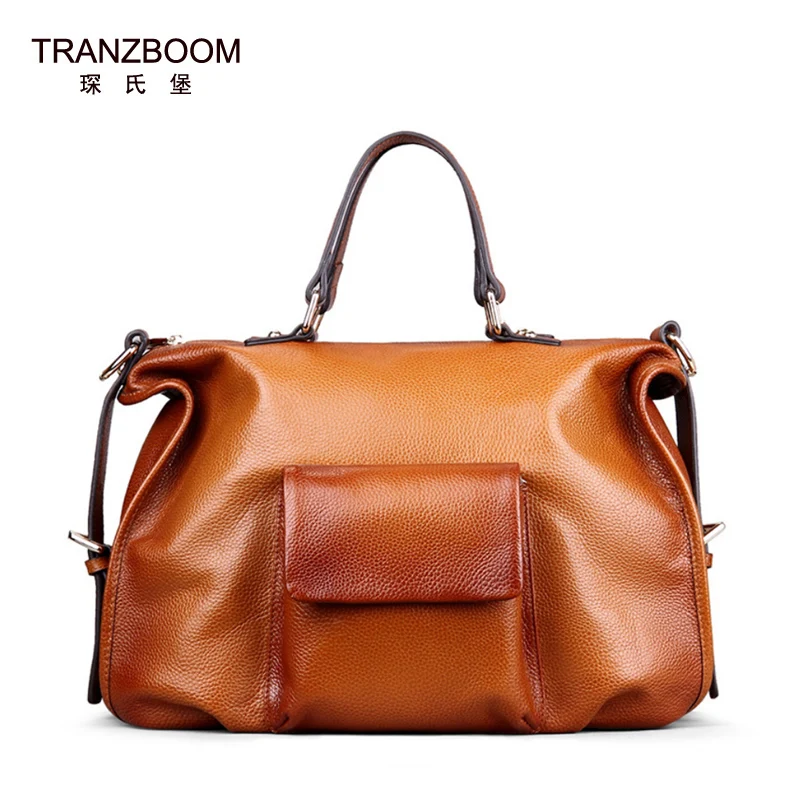 New Women Genuine Leather Bags Real Cowhide Luxury Handbags Designer Brand Leather Tote Fashion Retro Shoulder Bags