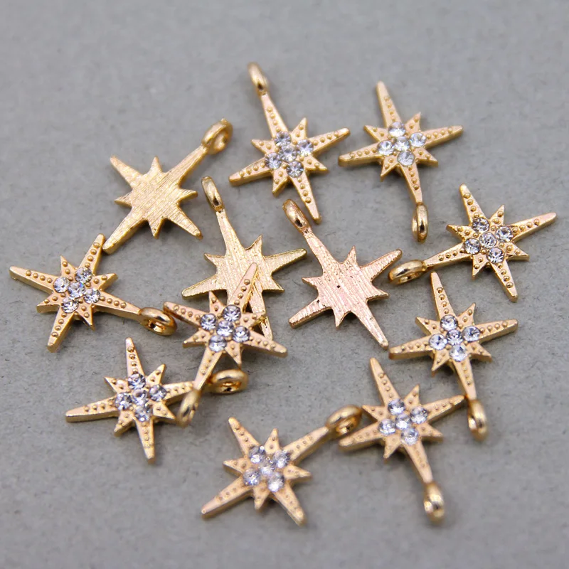 50pcs 14*8mm Six-pointed star Zinc Alloy Round Enamel Charms Mini Sweet Heart Charms For DIY Necklaces Bracelets Jewelry Accesso