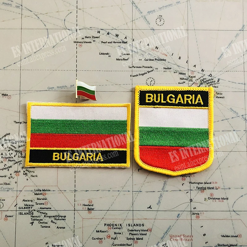 Bandiera nazionale della Bulgaria patch per ricamo distintivo scudo e spilla di forma quadrata un Set sulla decorazione dello zaino del braccialetto