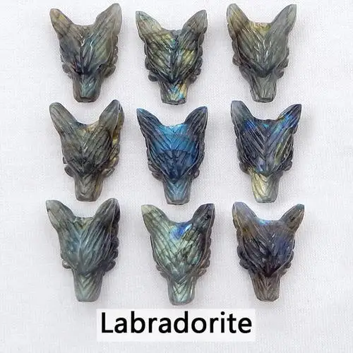 23mm Natural Stone Wolf Head Carved Pendant for Jewelry Making, Gemstone Wolf Head Carving Pendant for Necklace, Bracelet, DIY