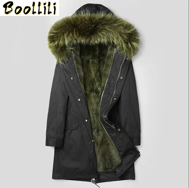 

Homme Boollili Parka Real Fur Coat Men Winter Jacket Fox Fur Liner Fashion Long Coat Korean Mens Mink Jackets