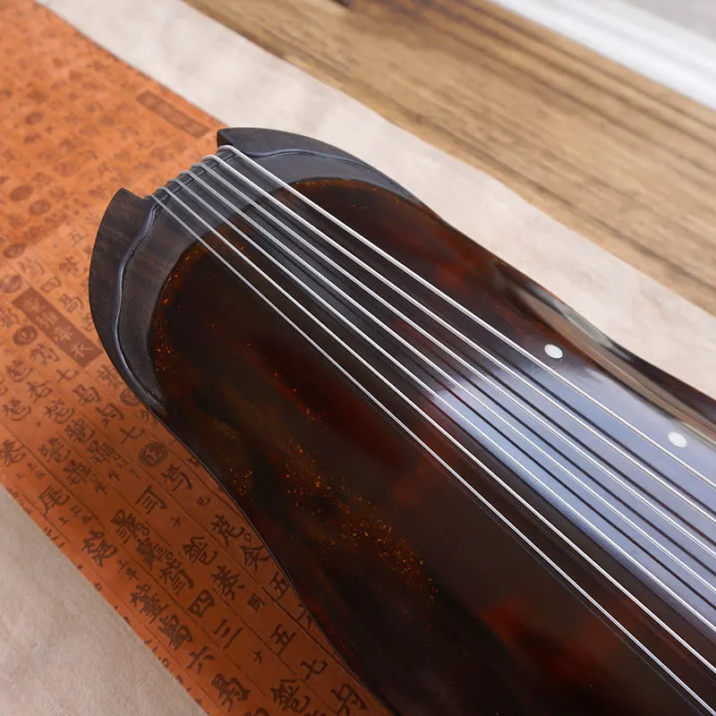 Banana Leaf Style Guqin Lacquer Old Fir Material Antler Cream Handmade Professional 7-string Zither Chinese Musical Instrument