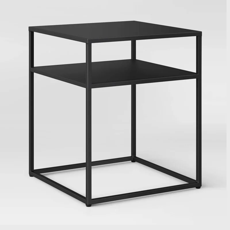 Small Coffee Table Simple Mini Wrought Iron Double-Decker Square Coffee Table Side Living Room Small Square Table