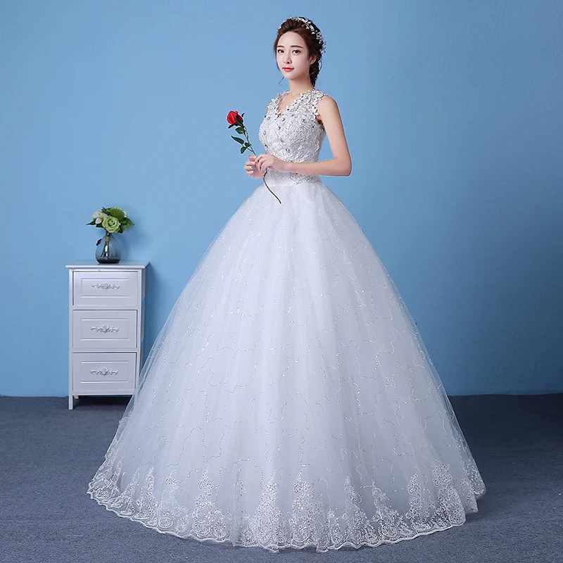 AnXin SH V-ausschnitt kleine blume weiß hochzeit Kleid prinzessin vintage perlen kristall blume rot spitze türkei braut hochzeit kleid S6