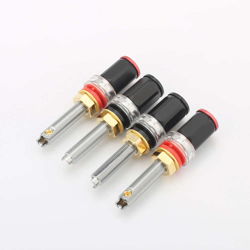 Audiophile Rhodanise Rhodium-Plated Loudspeaker Binding Posts Speaker Posts 4 Pieces per Lot High-Fidelity Audio Connectivity