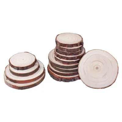 14-30cm Unfinished Natural Round Wood Slices Circles With Tree Bark Log Discs For Diy Crafts Painting Photograph Decoration