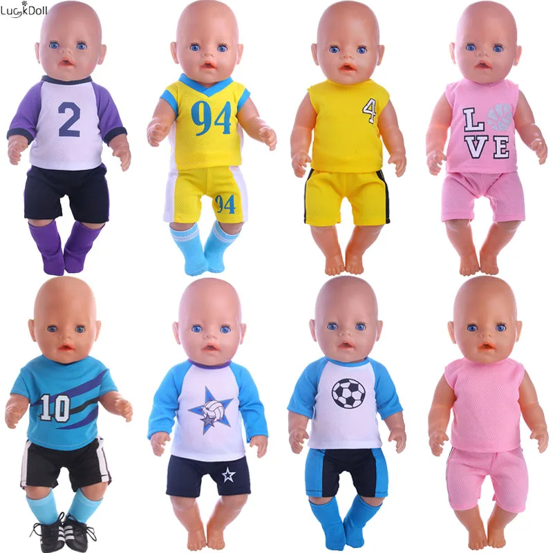 Football Soccer Uniform Sneakers Sock Doll Clothes Shoes For 18 Inch American Doll 43 CM Born Baby,Toys For Girls,Our Generation