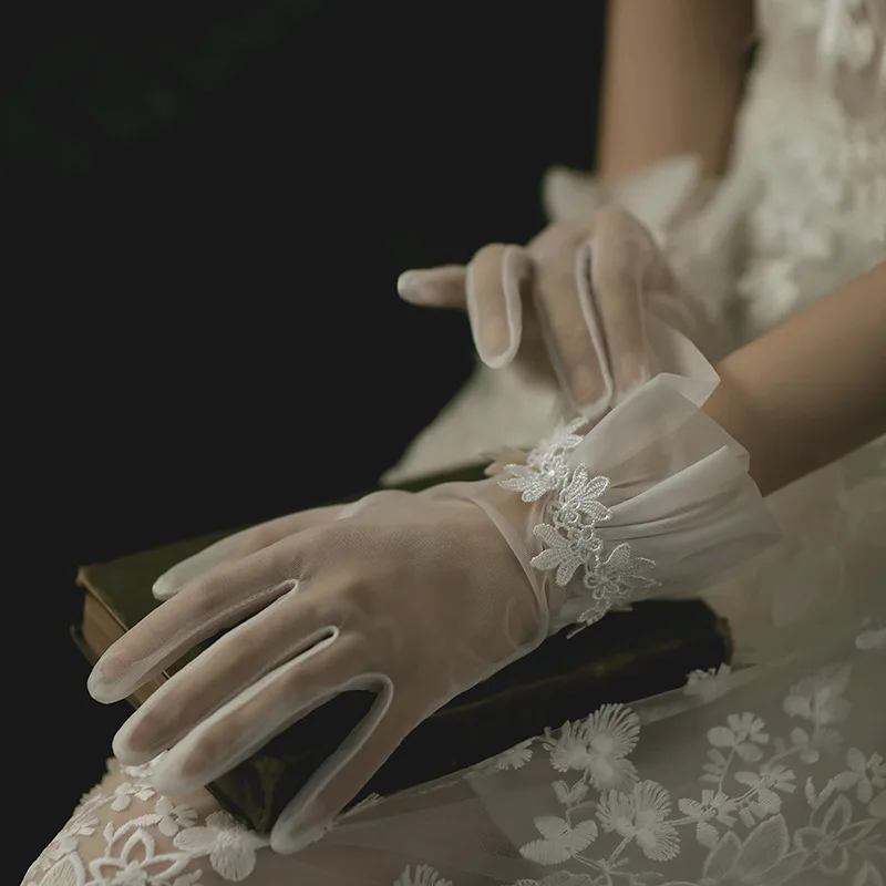 Nuovo arrivo guanti da sposa senza dita in maglia avorio guanti da sposa economici per sposa Gants de femmes guanti da sposa noiva