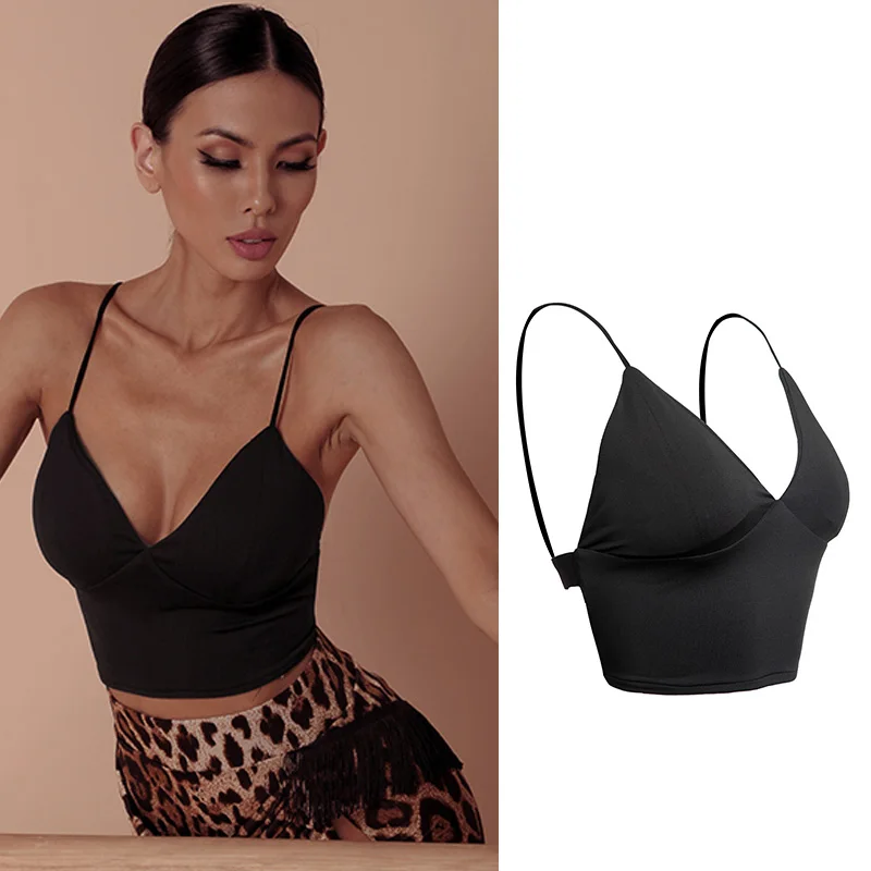 Latin Dance Shirts Tango Salsa Cha Cha Rumba Samba Latin Dancing Practice Clothes Suspenders Beautiful Back Vest Top DNV13193