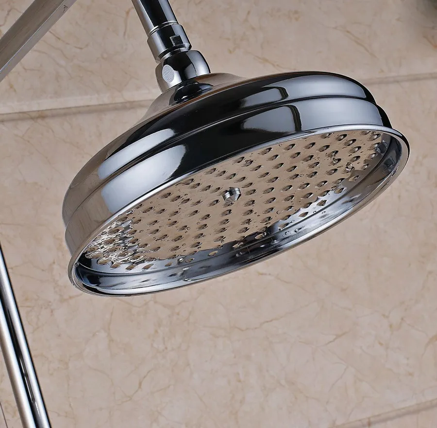 Cabeça de chuveiro de alta qualidade, polido, cromado, 20cm, latão, banheiro, chuveiro, 8 polegadas