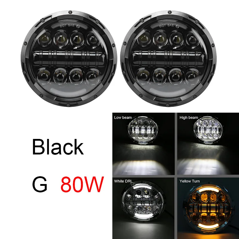 2Psc 7 Inch Led Koplamp H4 Hi-Lo Met Halo Angel Eyes Voor Lada 4X4 Urban Niva jeep Jk Land Rover Defender Hummer