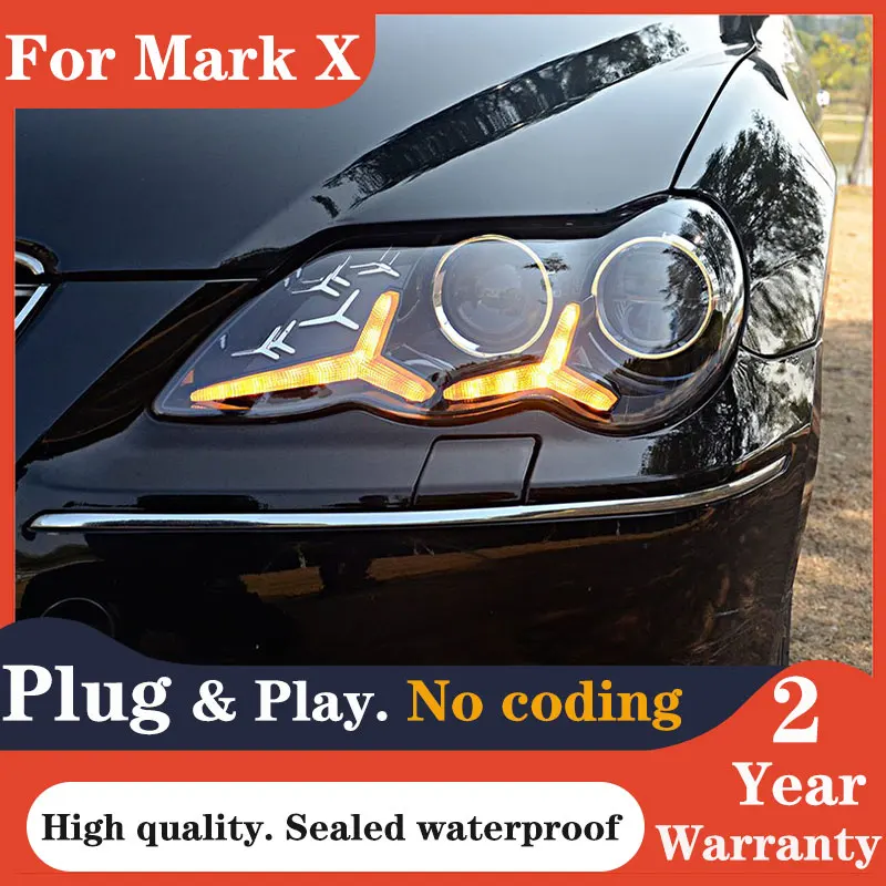 

Car Styling for Toyota Mark X Headlights 2004-2009 Reiz LED Headlight DRL Hid Head Lamp Angel Eye Bi Xenon Beam Accessories