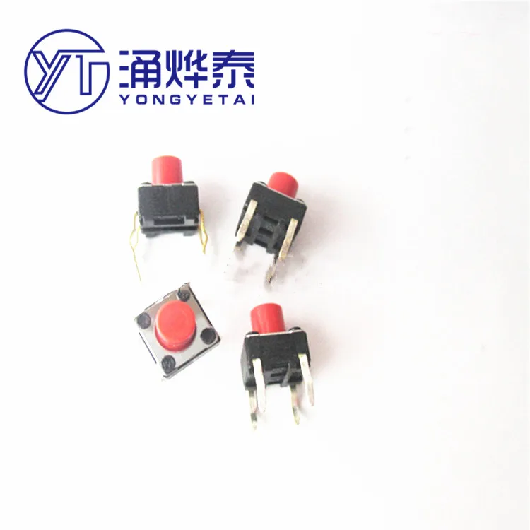 YYT 20pcs Touch 6*6*7 key switch SKHHBYA010 red head 4-pin push-in type point touch micro