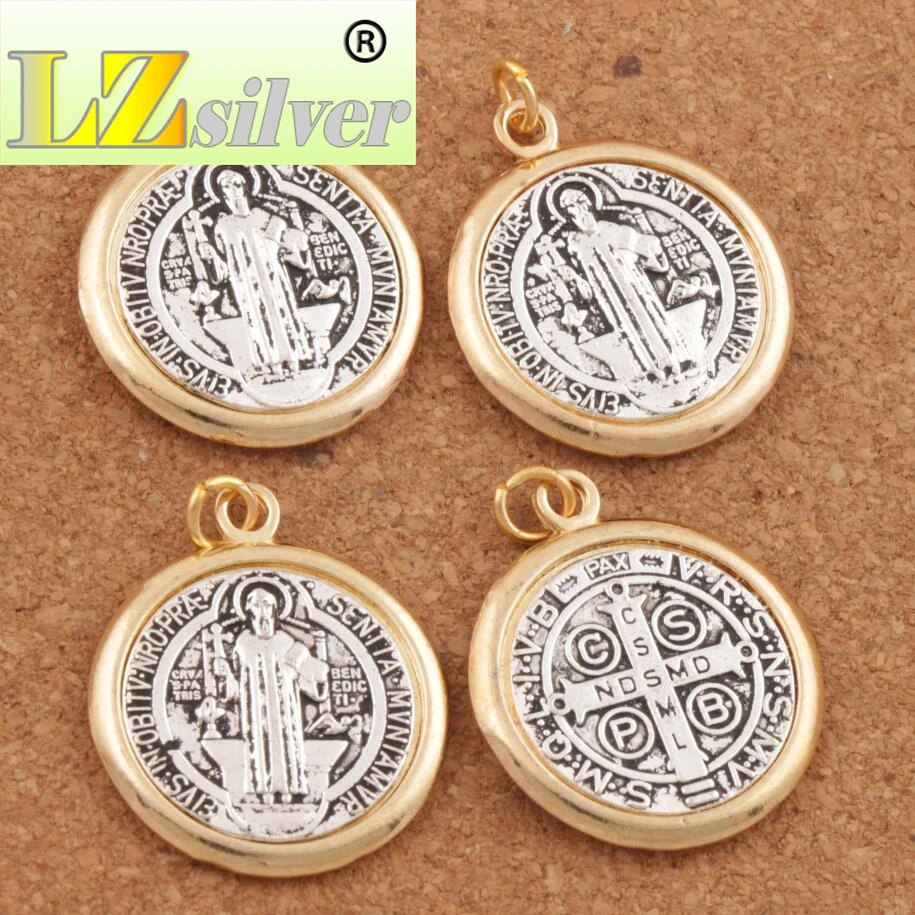 Saint St Benedict Bead Medal Cross Spacer Charm Beads 30pcs zinc alloy And  Pendants Jewelry DIY T1695