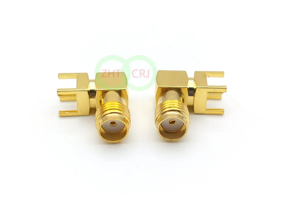 

100pcs Gold SMA female right angle solder PCB mount RF Adapter New