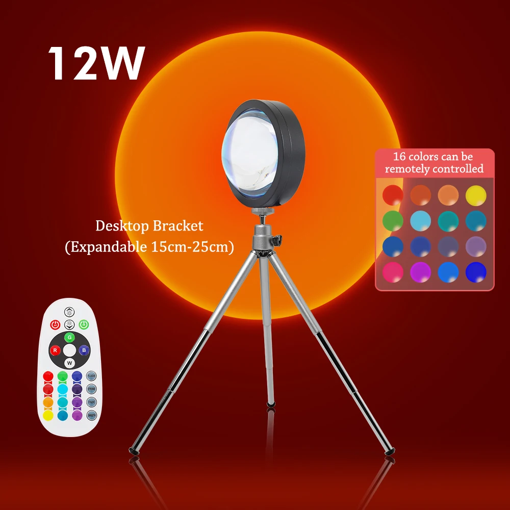 

RGB Sunset Lamp Projection 16 Colors Changing Projector LED Lights Floor Lamp Rainbow Night Light 360 Degree Rotation