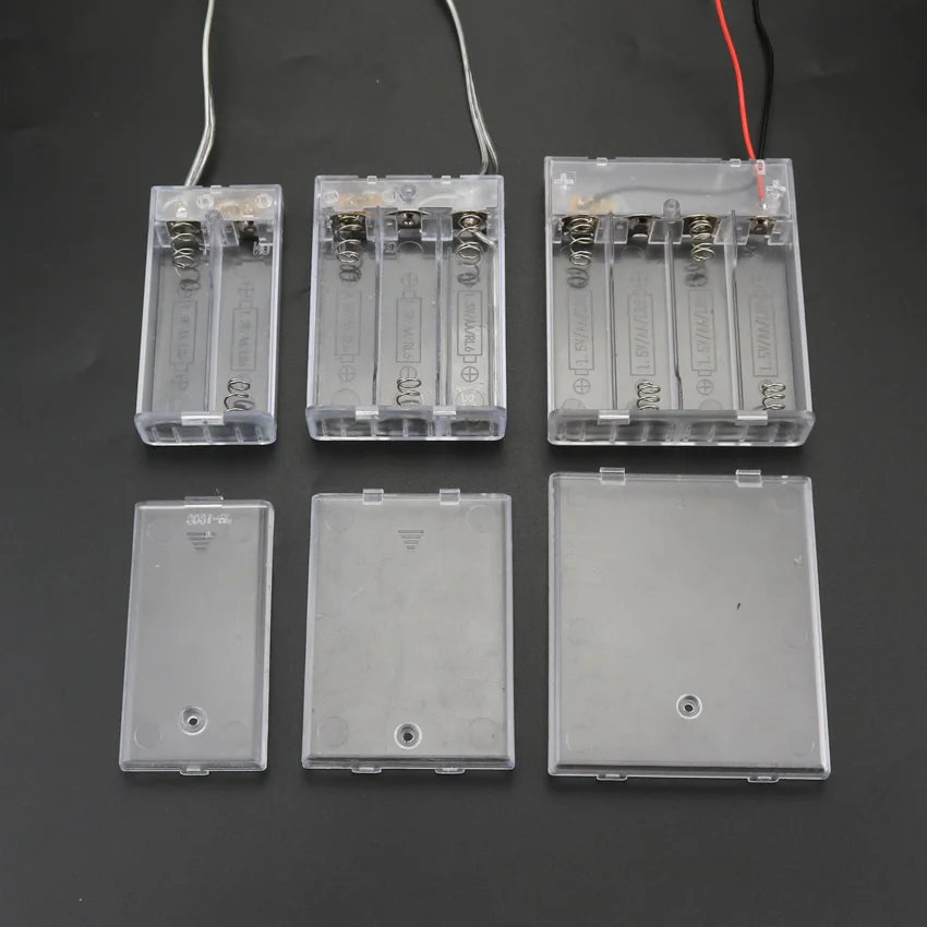 1PC 2X 3X 4X New AA Battery Holder Box Case With Switch 2 3 4 AA Battery Storage Box Case + Lead Cables
