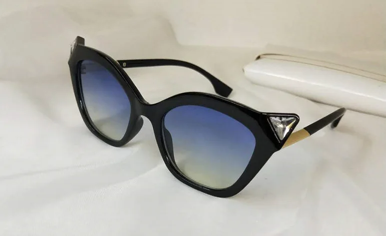 

Cat Eye Sunglasses Gradient Lenses Triangle Rhinestones Corners Women