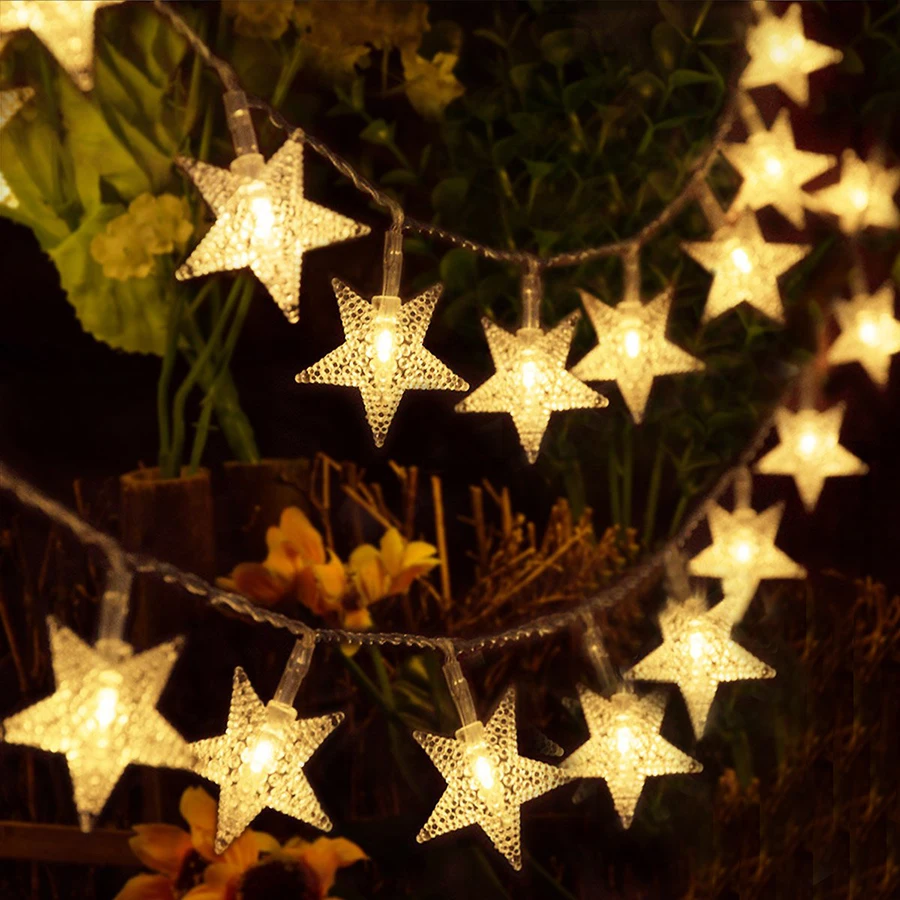 10/20/30/50M Star Shape LED String Fairy Light For Holiday Wedding Party Garden Christmas Twinkle Star Garland Light