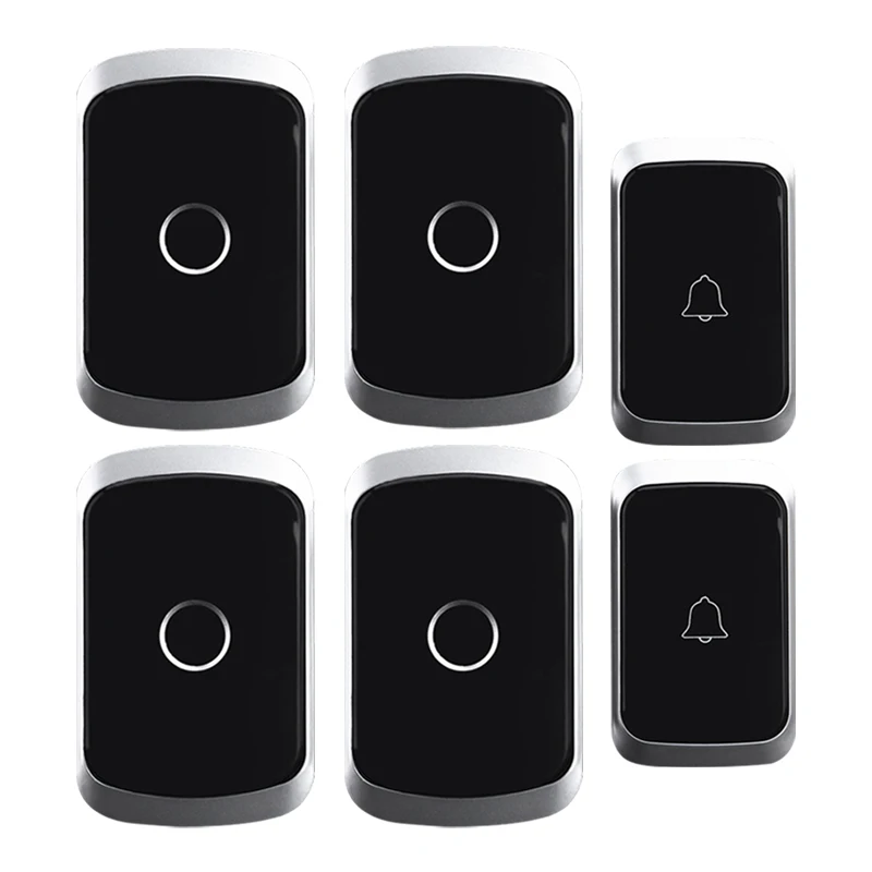 WEMEDA Wireless Doorbell Waterproof 2 Battery Button 4 Receivers US EU UK Plug 300M Remote Cordless Home Call Bell 60 Chimes