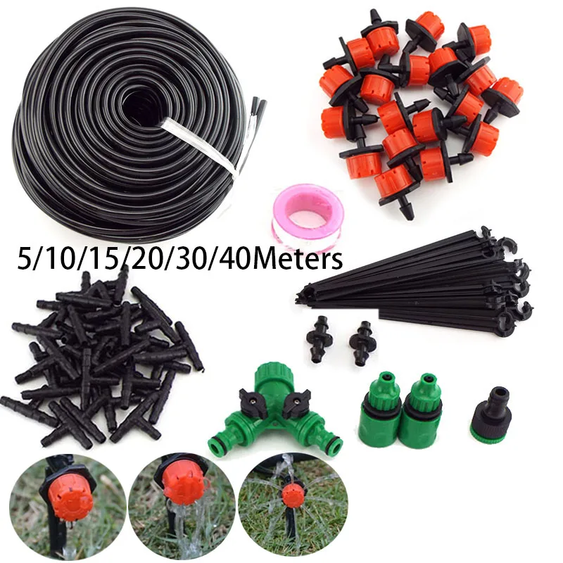 

5M 10M 50M Garden watering system Drip Irrigation Spray Nozzle Kit Micro sprinklers 4/7mm water hose tube plant summer Water Set