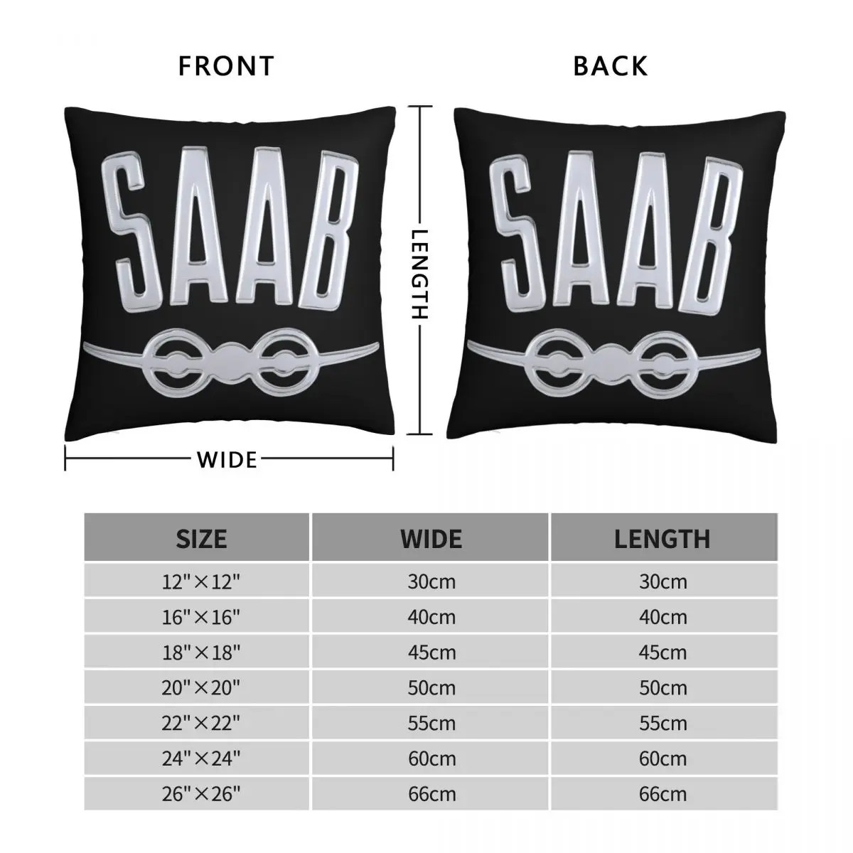 Classic Saab Essential Square Pillowcase Polyester Linen Velvet Creative Zip Decor Throw Pillow Case Home Cushion Cover