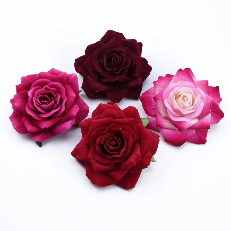50PCS 10CM Große Rosen Künstliche Blume Dekoration Weihnachten Kränze Hochzeit Braut Zubehör Ausverkauf Kopfbedeckung Brosche – Detail 13