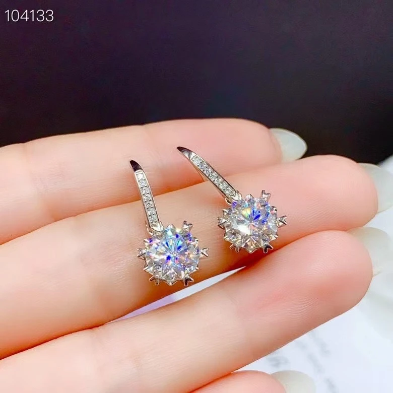 2021 attractive shiny moissanite dangling earrings 925 silver hook earrings for women jewelry party gift sparkling party gift